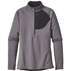 Patagonia Thermal Speedwork Zip Neck Pullover Sweatshirt Pocket Gray Black M
